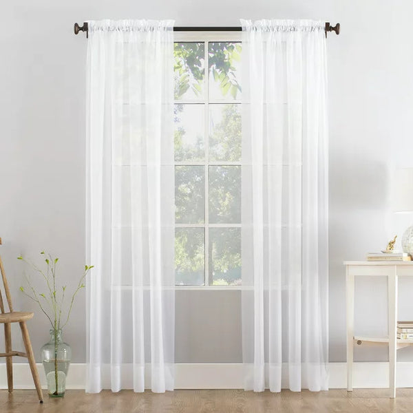 Mainstays Marjorie Sheer Voile Curtain Single Panel 59 W X 63 L White