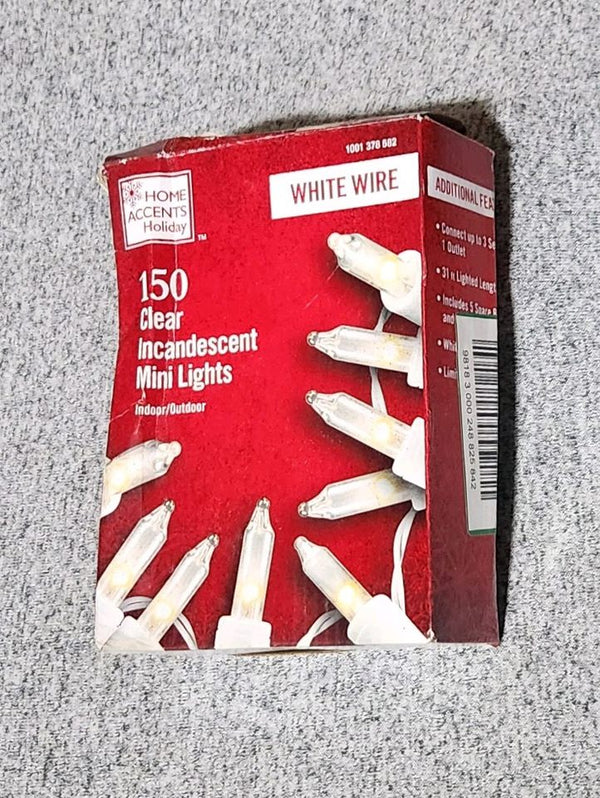 Home Accents Holiday 150 Light Clear Incandescent Mini Lights on White Wire