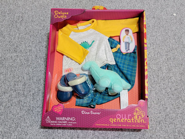 Our Generation 18&quot; Boy Doll Dinosaur Pajama Outfit - Dino-Snores
