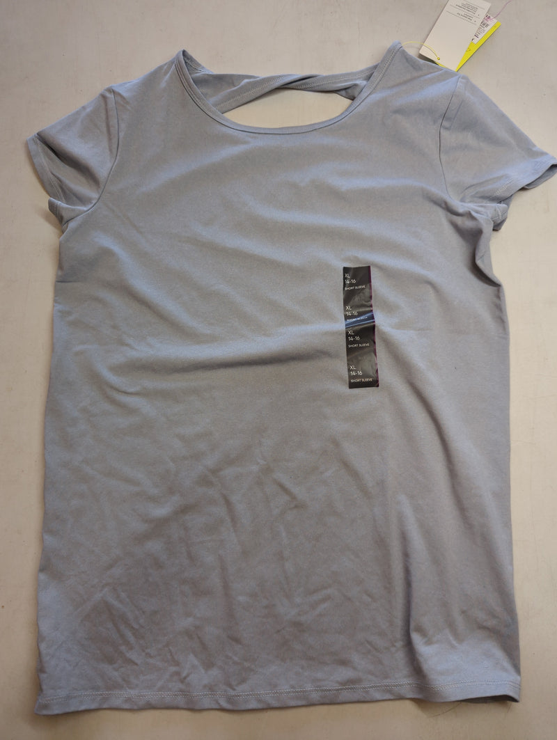 Girls' Short Sleeve Keyhole Back Gym T-Shirt - All in MotionHeather Gray XL