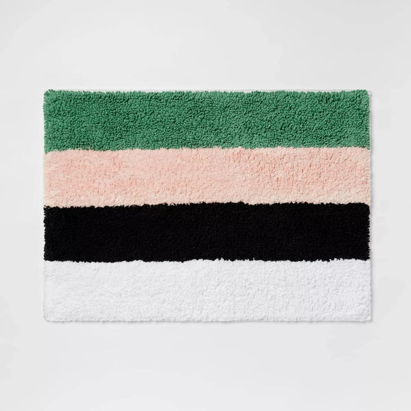 17"x24 Colorblock Striped Cotton Bath Rug - Room Essentials