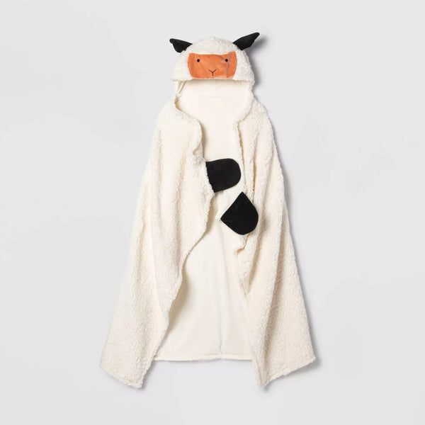 Pillowfort™ Hooded Blanket - Lamb & Cream Faux Fur - OEKO-TEX Certified - Keep Warm & Cozy!