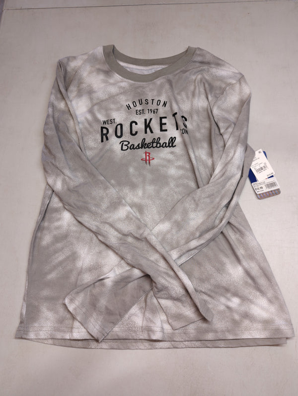 NBA Houston Rockets Women's Long Sleeve Gray Tie Dye T-Shirt