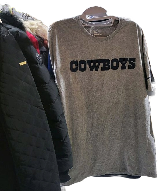 Dallas Cowboys Men's Wordmark Essential Graphic T-Shirt Dark Grey, Large