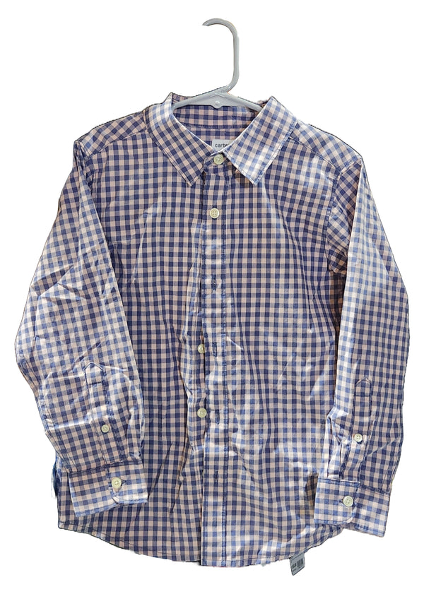 Carter's Little & Big Boys Long Sleeve Pink & Blue Button-Down Shirt 7