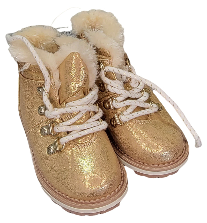 Toddler Girls' Reed Zipper Slip-On Lace-Up Combat Winter Boots - Cat & Jack Gold 8