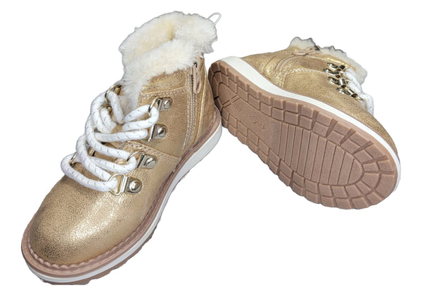 Toddler Girls' Reed Zipper Slip-On Lace-Up Combat Winter Boots - Cat & Jack Gold 7