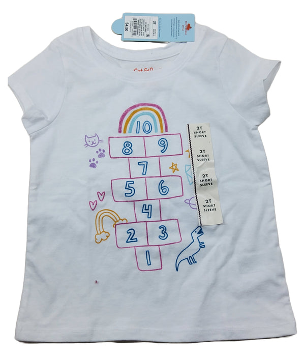 Toddler Girls' Hopscotch Short Sleeve Graphic T-Shirt - Cat & Jack White 2T