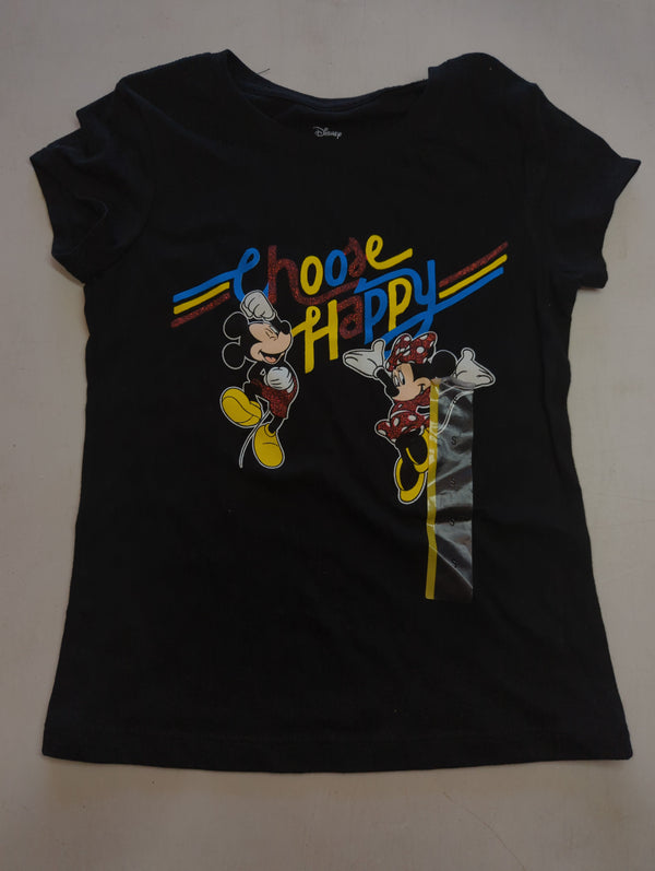 Girls' Disney Mickey & Minnie 'Choose Happy' Short Sleeve T-Shirt - Black S