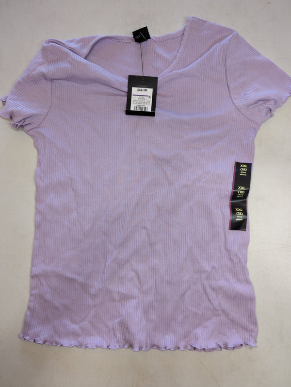 Girls' Cinch Front Lettuce Edge Short Sleeve T-Shirt - art classLight Purple XXL