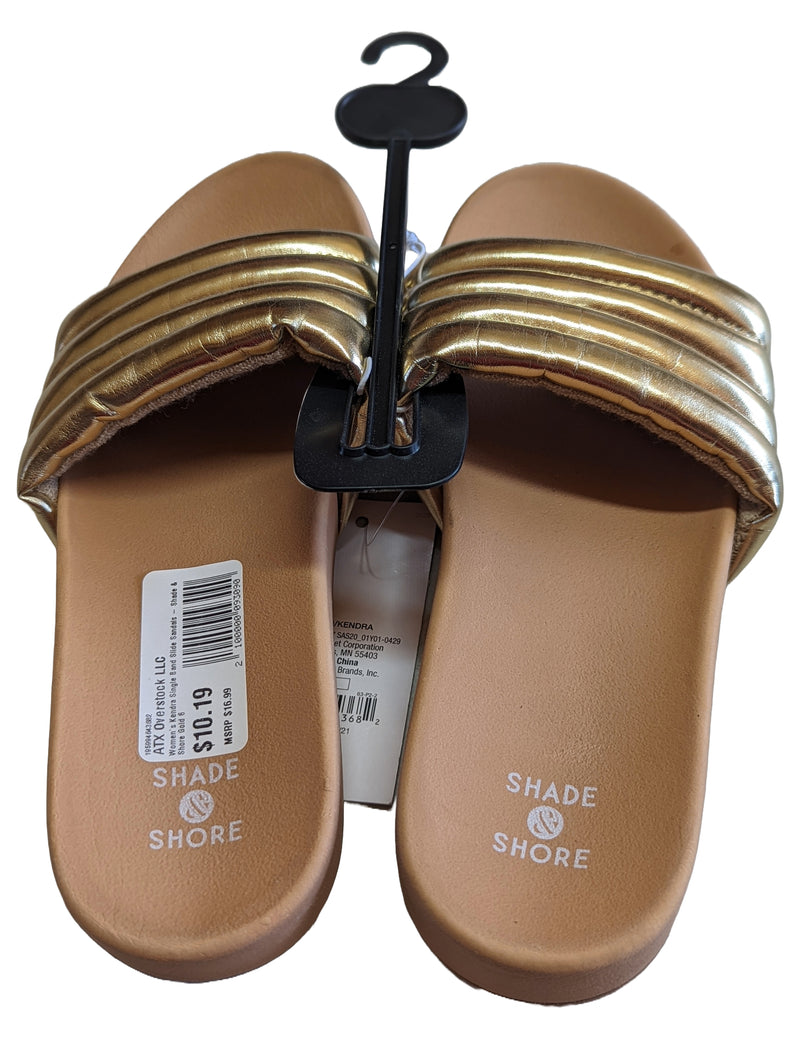 Women's Kendra Single Band Slide Sandals - Shade & Shore Gold 6