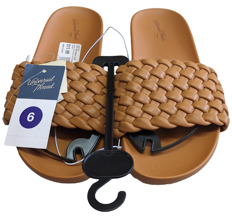 Women's Polly Woven Slide Sandals - Universal Thread Cognac 6