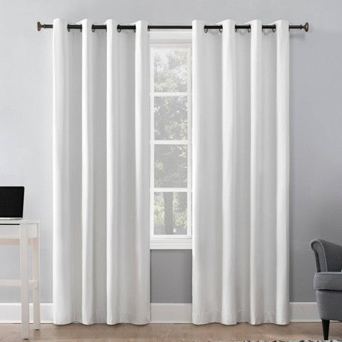 63''x50'' Duran Thermal Insulated 100% Blackout Grommet Top Curtain Panel White - Sun Zero