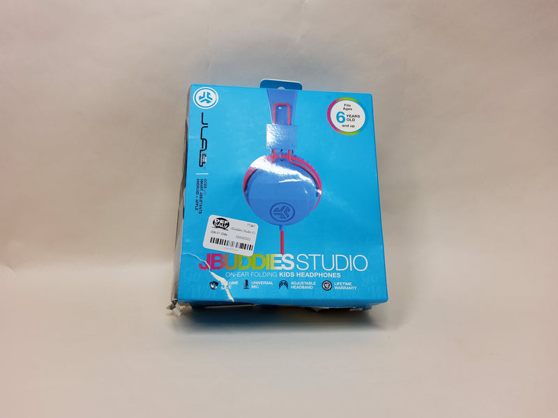 JLab Audio JBuddies Studio Bluetooth Over-Ear Kids Headphones | 13 Hour Battery Life | Studio Volume Safe | Volume Limiter | Folding | Adjustable | Noise Isolation | with Mic | Graphite/Blue