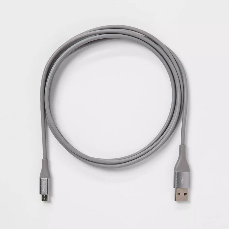 Heyday 10' Micro-USB to USB-A Round Cable - Cool Gray/Silver