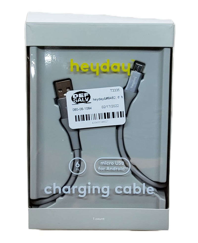 heyday 6' Micro-USB to USB-A Round Cable - Cool Gray/Silver