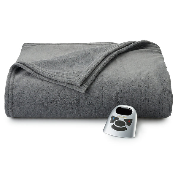 Biddeford Electric Heated Microplush Blanket, Grey, Full