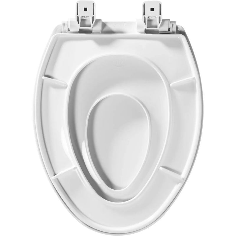 Mayfair Little2Big Never Loosens Elongated Plastic Children's Potty Training Toilet Seat with Slow Close Hinge - White