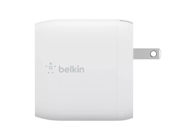 Belkin 2.4A/2x12W 2-Port USB-A Home Charger with 3.3' Braided USB-A to USB-C cable with strap - White
