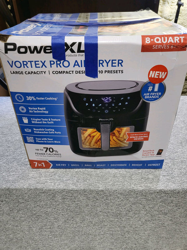 PowerXL Vortex Pro 8qt Air Fryer - Black - Fry Healthier Meals with Le