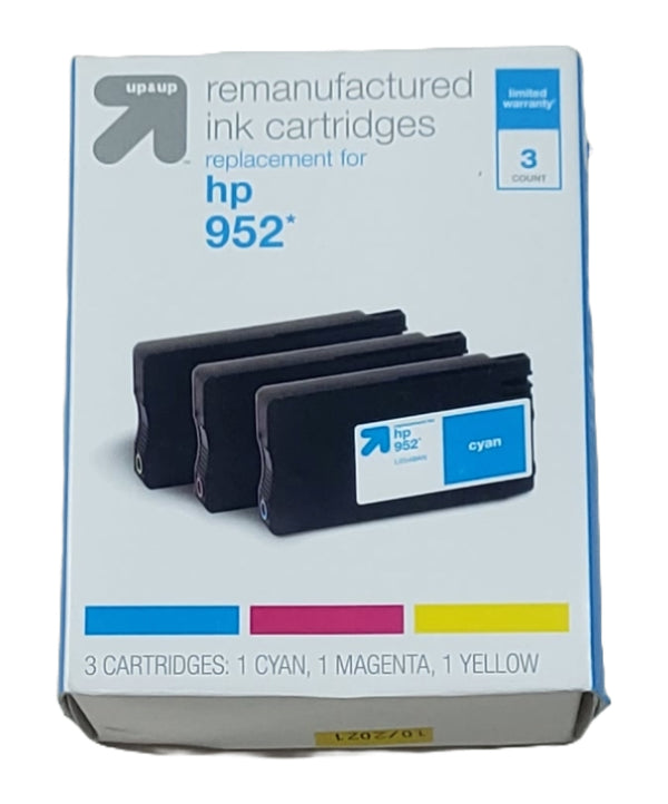 Remanufactured Cyan/Magenta/Yellow Standard 3-Pack Ink Cartridges - Compatible with HP 952 Ink Series Printers - up & up