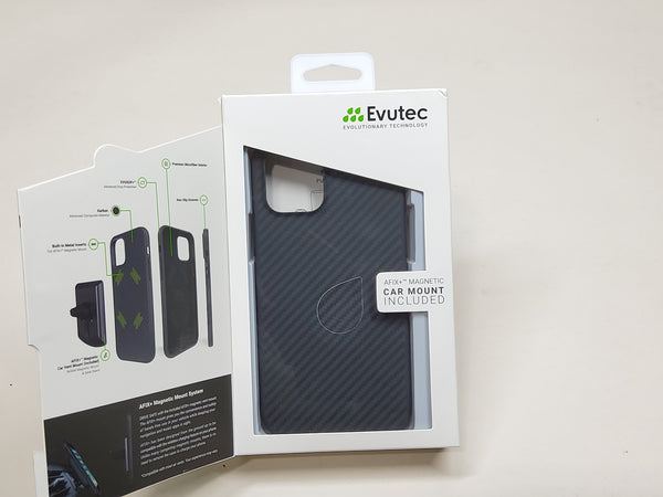Evutec Apple iPhone 12 Pro Max Case AER Karbon - Black with AFIX+ Vent Mount