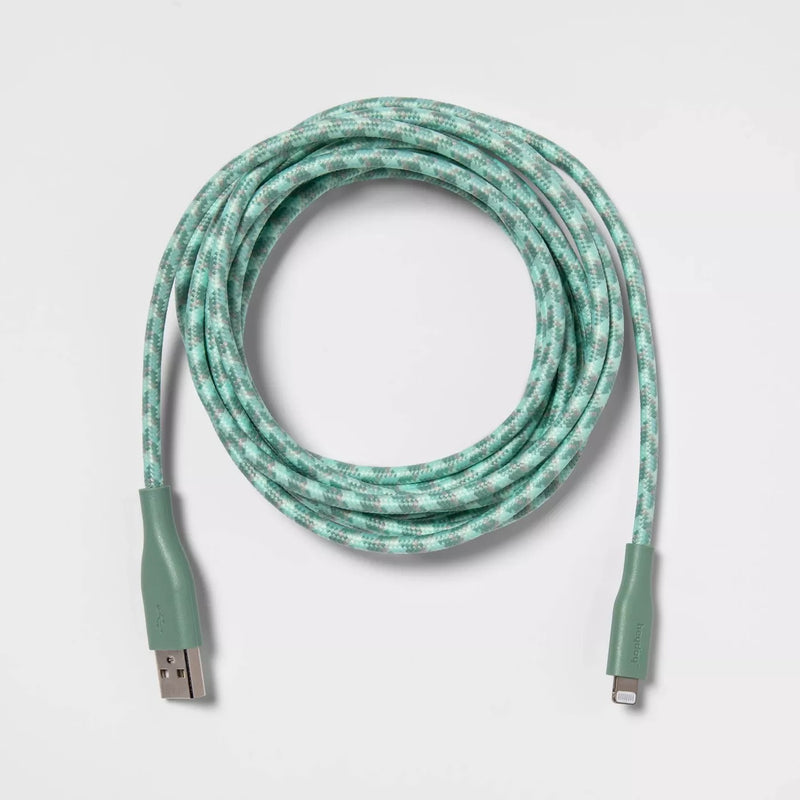 Heyday 10' USB-A to Lightning Braided Cable Evergreen