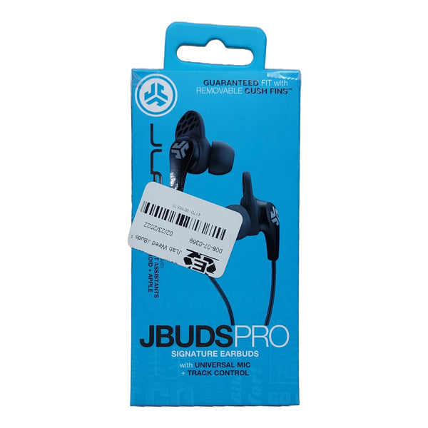Jbuds PRO Premium Metal Earbuds - Titanium, 4 Tip Sizes, Metal Flat Cable.