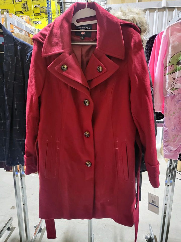 Women's TOWER by London Fog Wool Blend Trench Coat (RED) XL