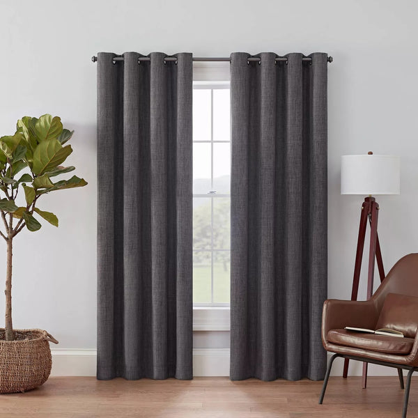 63"x52" Rowland Blackout Curtain Panel Charcoal - Eclipse