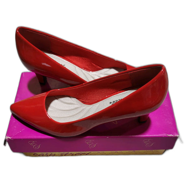 Easy Street Pointe Red Faux Leather Womens Heels Size 9.5M
