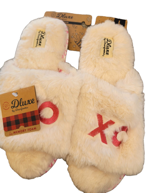 Women's dluxe by dearfoams XOXO Fur Slide Slippers - Ivory L