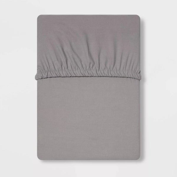 Full 300 Thread Count Ultra Soft Fitted Sheet Gray - Threshold